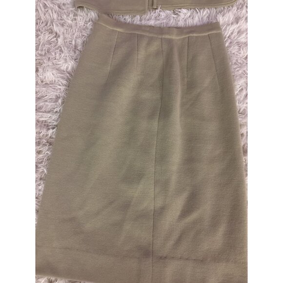 Charles & Co 100% Wool Embroidered Floral Green 2-Piece Skirt Suit Set Vintage - Picture 5 of 16